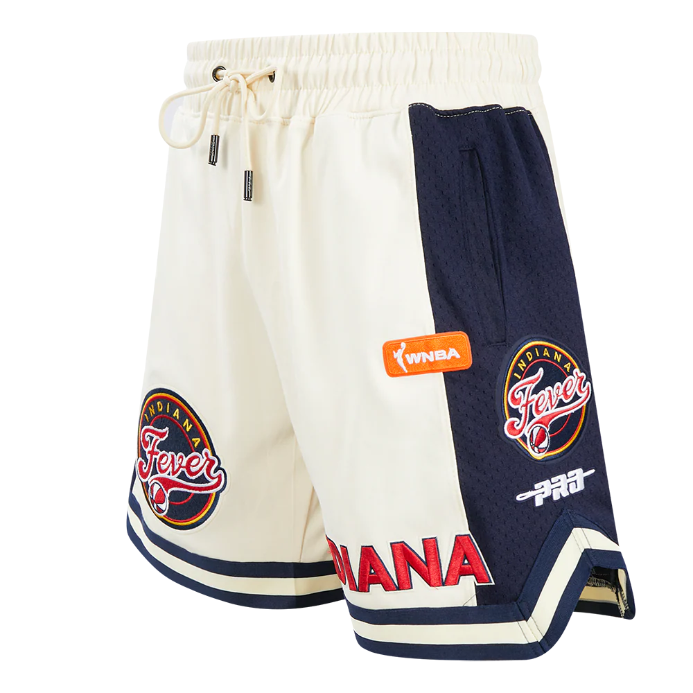WNBA INDIANA FEVER RETRO CLASSICS MEN'S DOUBLE KNIT 2.0 SHORT (EGGSHELL/ MIDNIGHT NAVY)