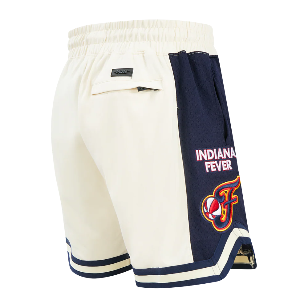 WNBA INDIANA FEVER RETRO CLASSICS MEN'S DOUBLE KNIT 2.0 SHORT (EGGSHELL/ MIDNIGHT NAVY) - Image 3