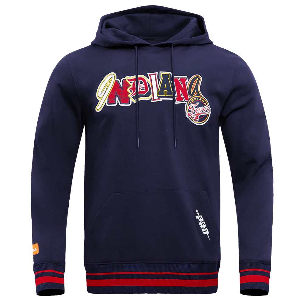 WNBA INDIANA FEVER CITY RANSOM MEN'S RIB FLEECE PULLOVER HOODIE (MIDNIGHT NAVY/RED/MIDNIGHT NAVY)