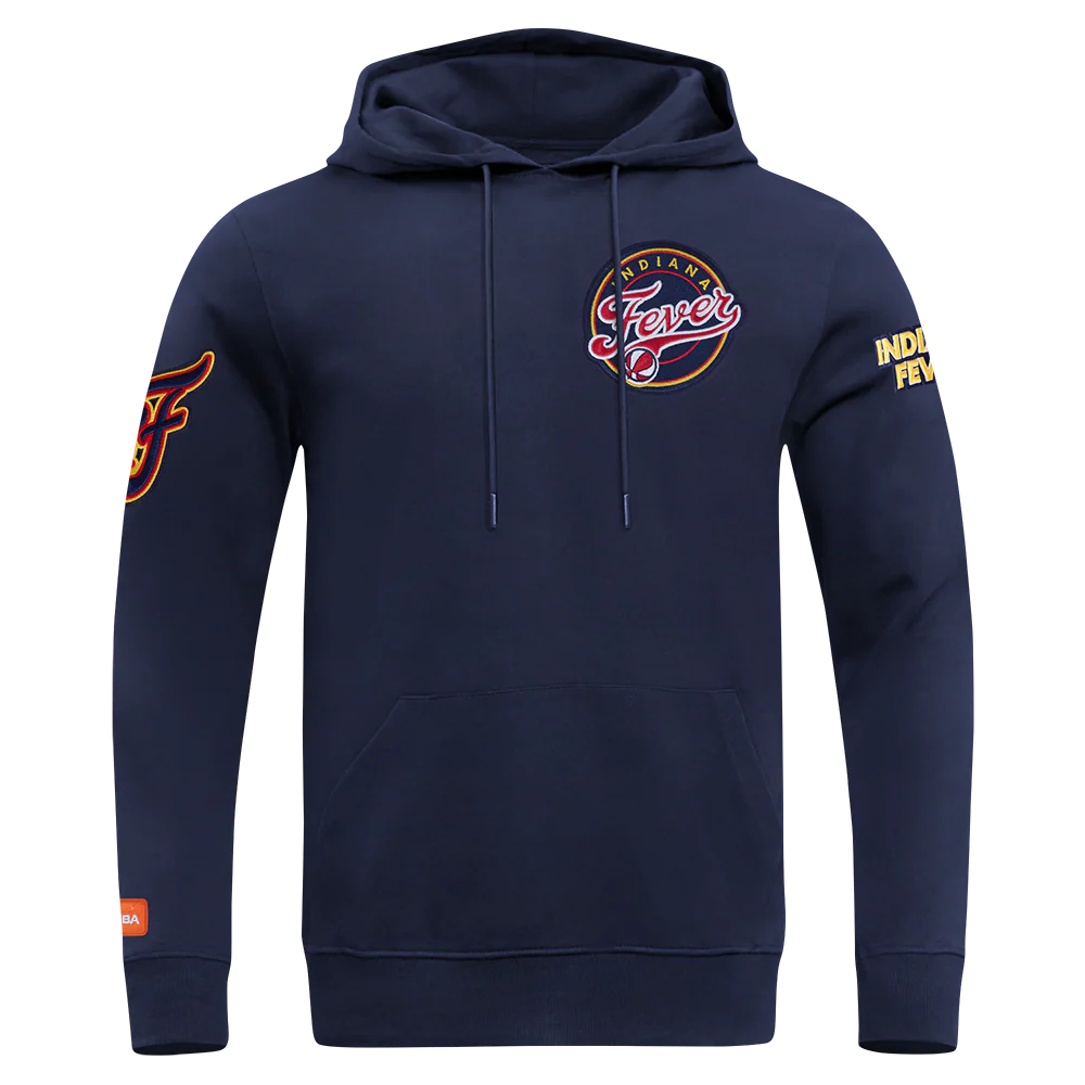 WNBA INDIANA FEVER CLASSIC CHENILLE MEN'S DOUBLE KNIT PULLOVER HOODIE (MIDNIGHT NAVY)