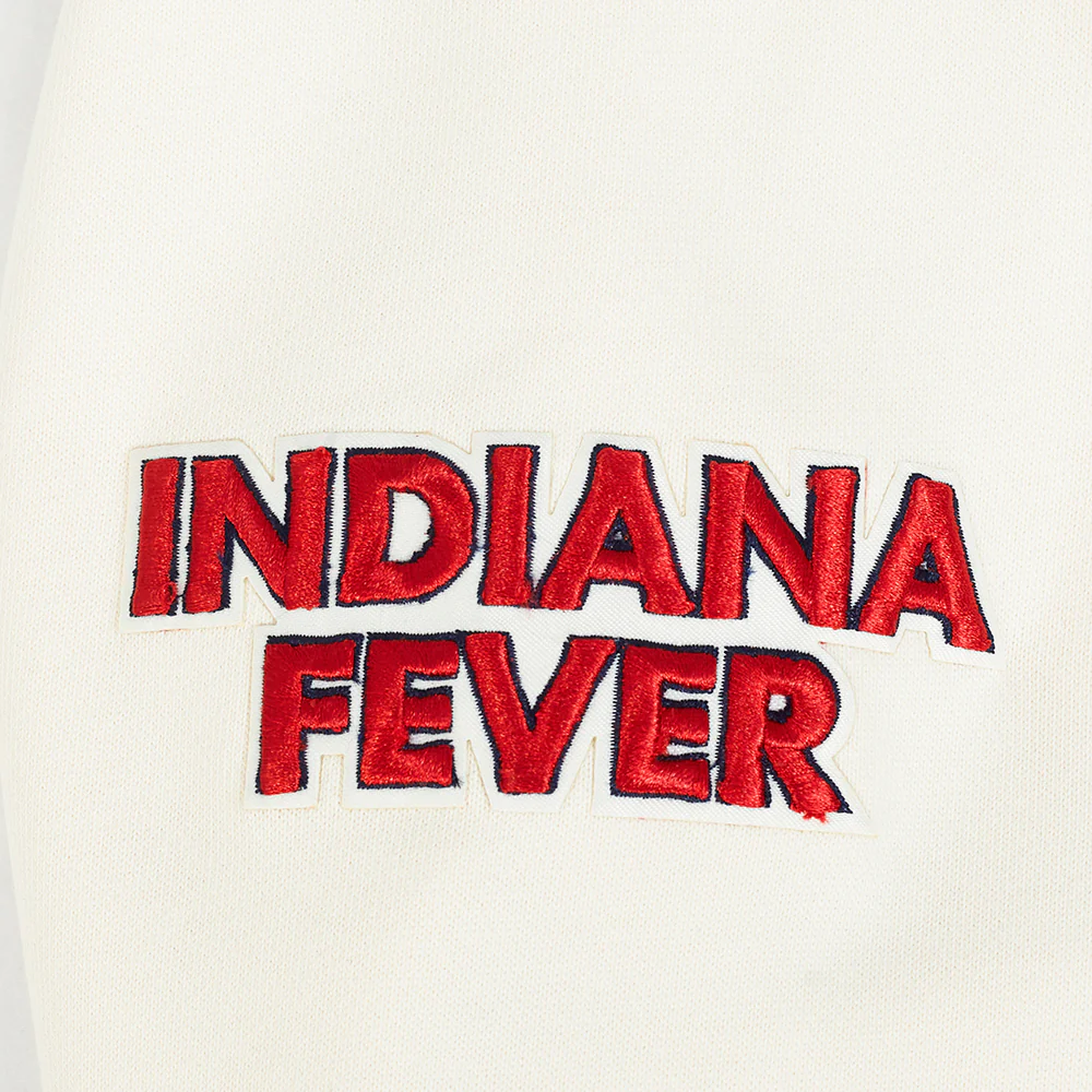 WNBA INDIANA FEVER RETRO CLASSICS MEN'S RIB FLEECE PULLOVER HOODIE (EGGSHELL/ MIDNIGHT NAVY) - Image 6