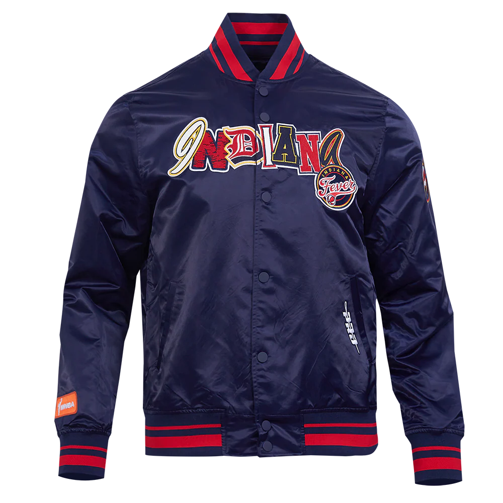 WNBA INDIANA FEVER CITY RANSOM MEN'S RIB SATIN JACKET (MIDNIGHT NAVY/RED/MIDNIGHT NAVY)