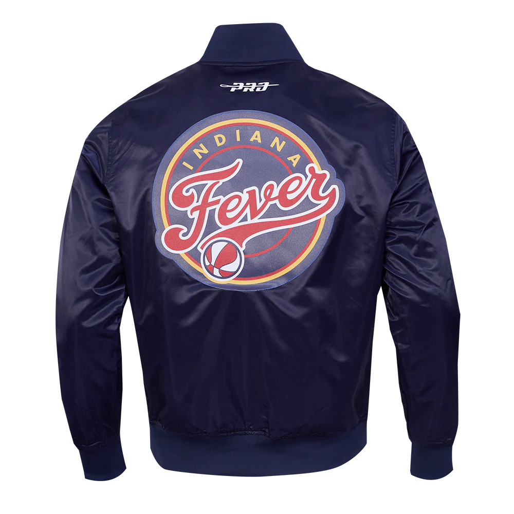 WNBA INDIANA FEVER CLASSIC CHENILLE MEN'S SATIN JACKET (NAVY) - Image 3