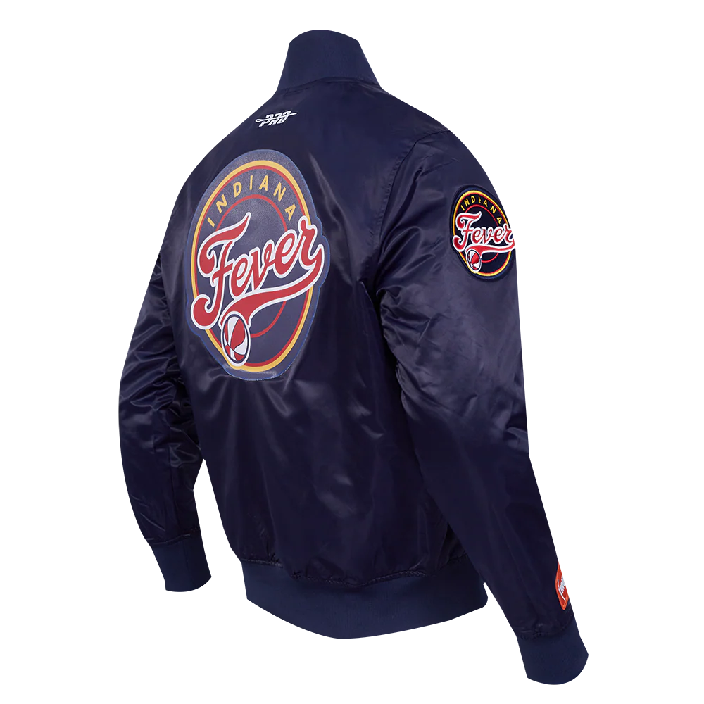 WNBA INDIANA FEVER CLASSIC CHENILLE MEN'S SATIN JACKET (NAVY) - Image 4