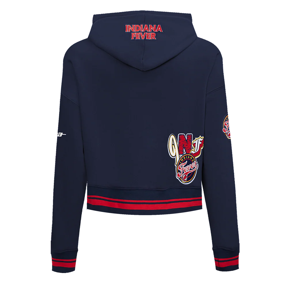 WNBA INDIANA FEVER CITY RANSOM WOMEN'S RIB FLEECE CROPPED PULLOVER HOODIE (MIDNIGHT NAVY/RED/MIDNIGHT NAVY) - Image 3