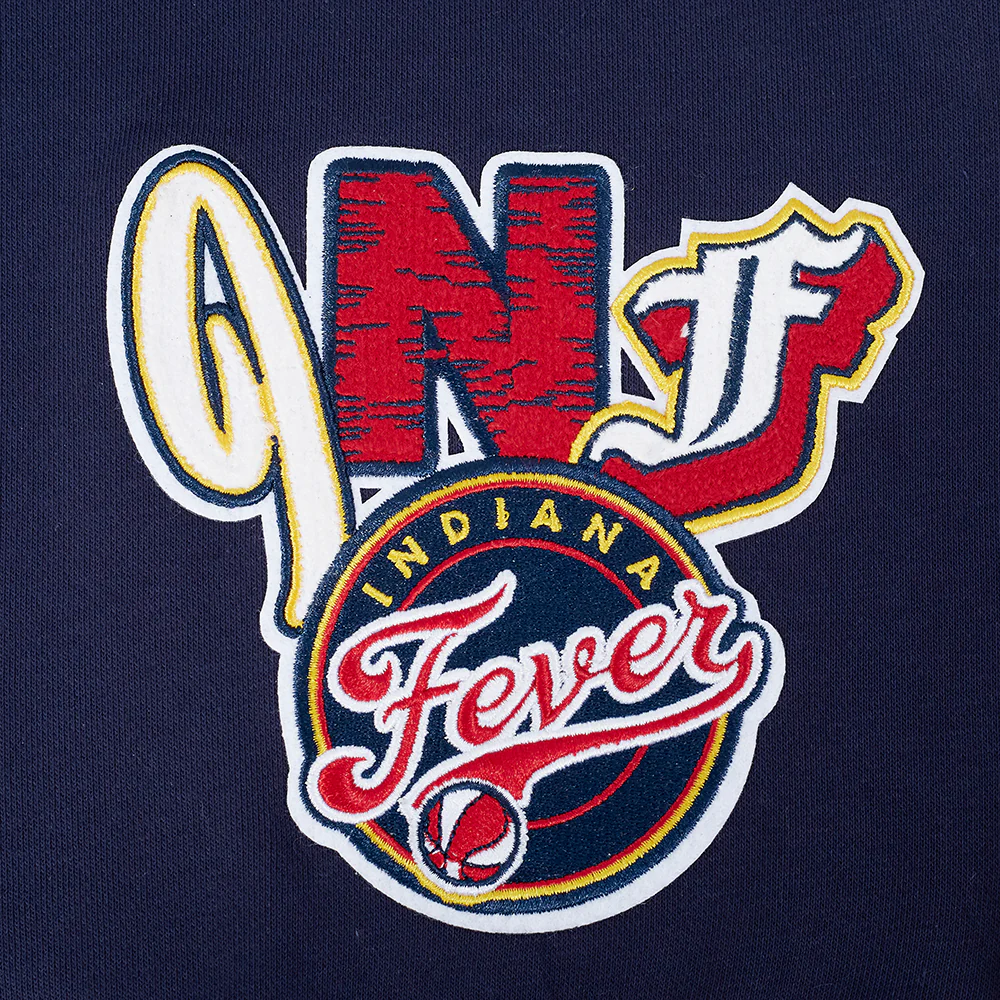 WNBA INDIANA FEVER CITY RANSOM WOMEN'S RIB FLEECE CROPPED PULLOVER HOODIE (MIDNIGHT NAVY/RED/MIDNIGHT NAVY) - Image 7