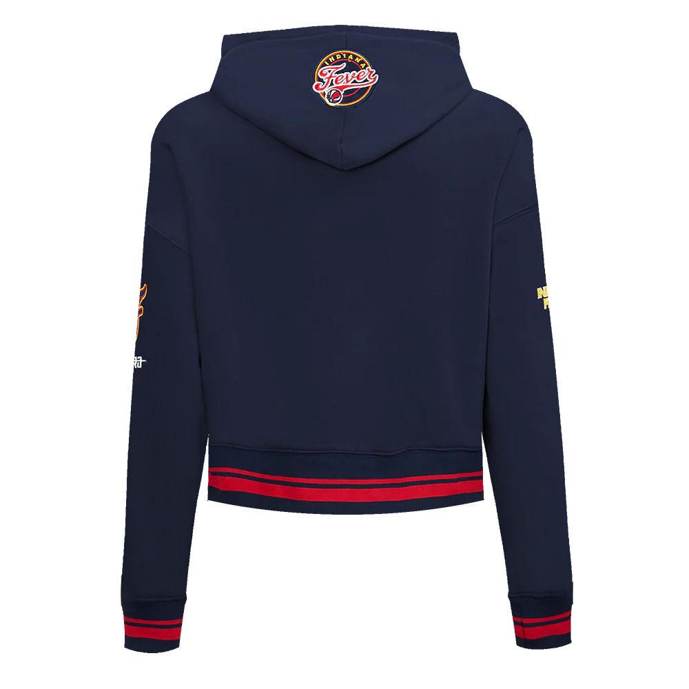 WNBA INDIANA FEVER RETRO CLASSICS WOMEN'S RIB FLEECE CROPPED PULLOVER HOODIE (MIDNIGHT NAVY/RED/MIDNIGHT NAVY) - Image 3