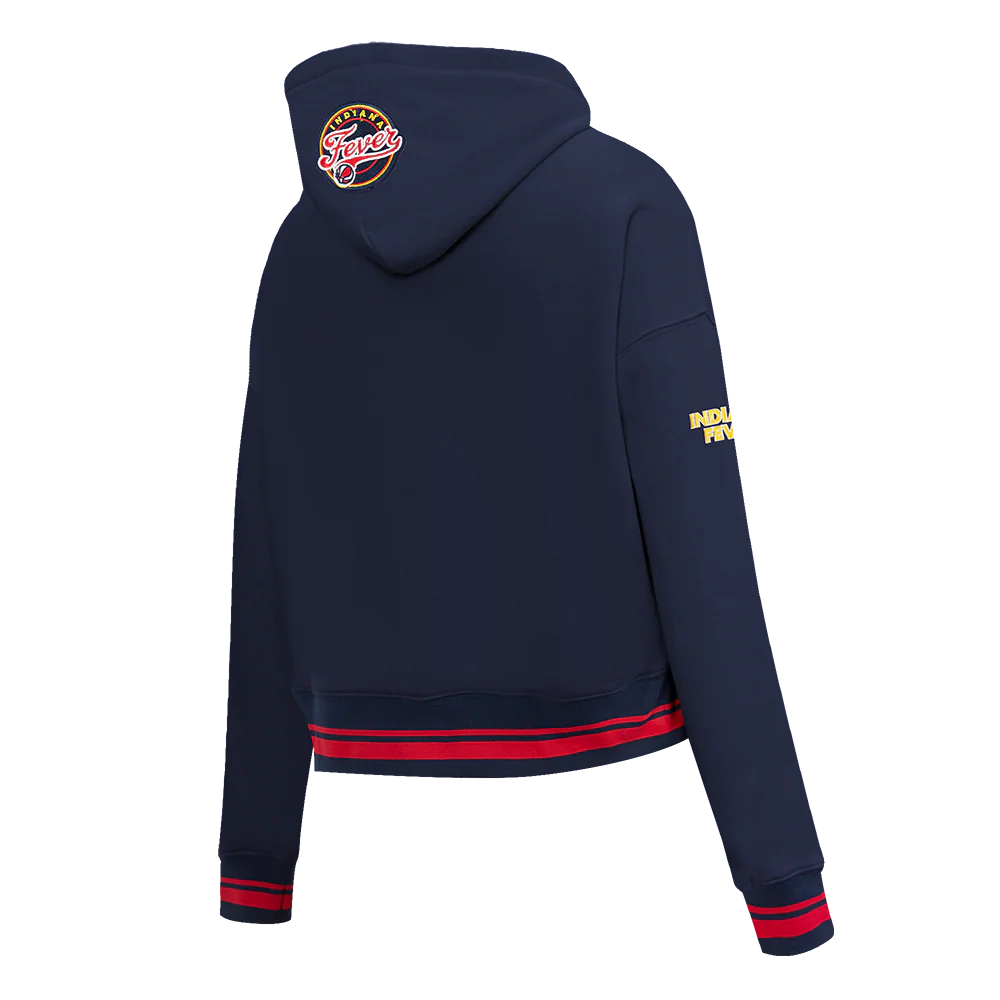 WNBA INDIANA FEVER RETRO CLASSICS WOMEN'S RIB FLEECE CROPPED PULLOVER HOODIE (MIDNIGHT NAVY/RED/MIDNIGHT NAVY) - Image 4