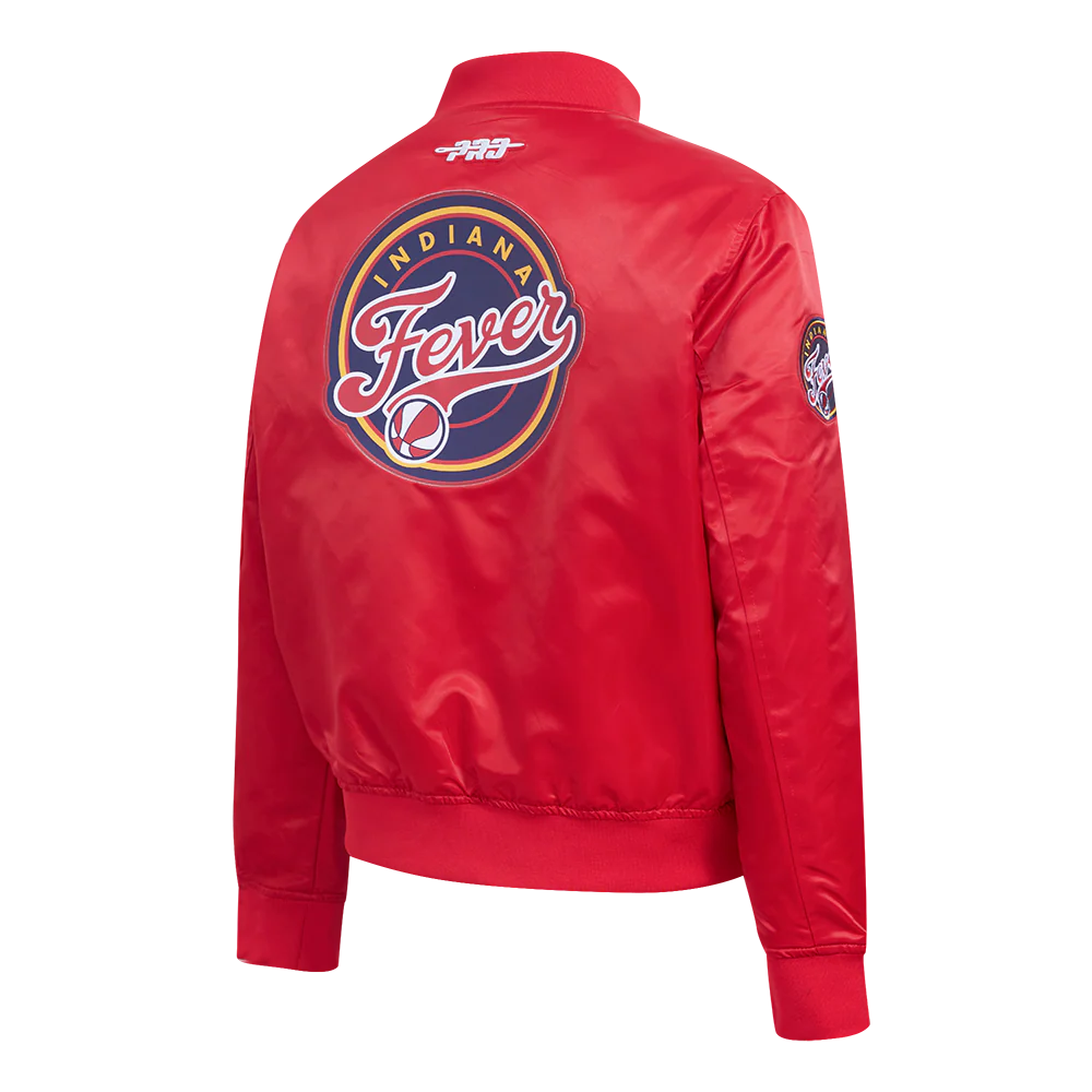 WNBA INDIANA FEVER CLASSIC ESSENTIALS WOMEN'S SATIN JACKET (RED) - Image 4