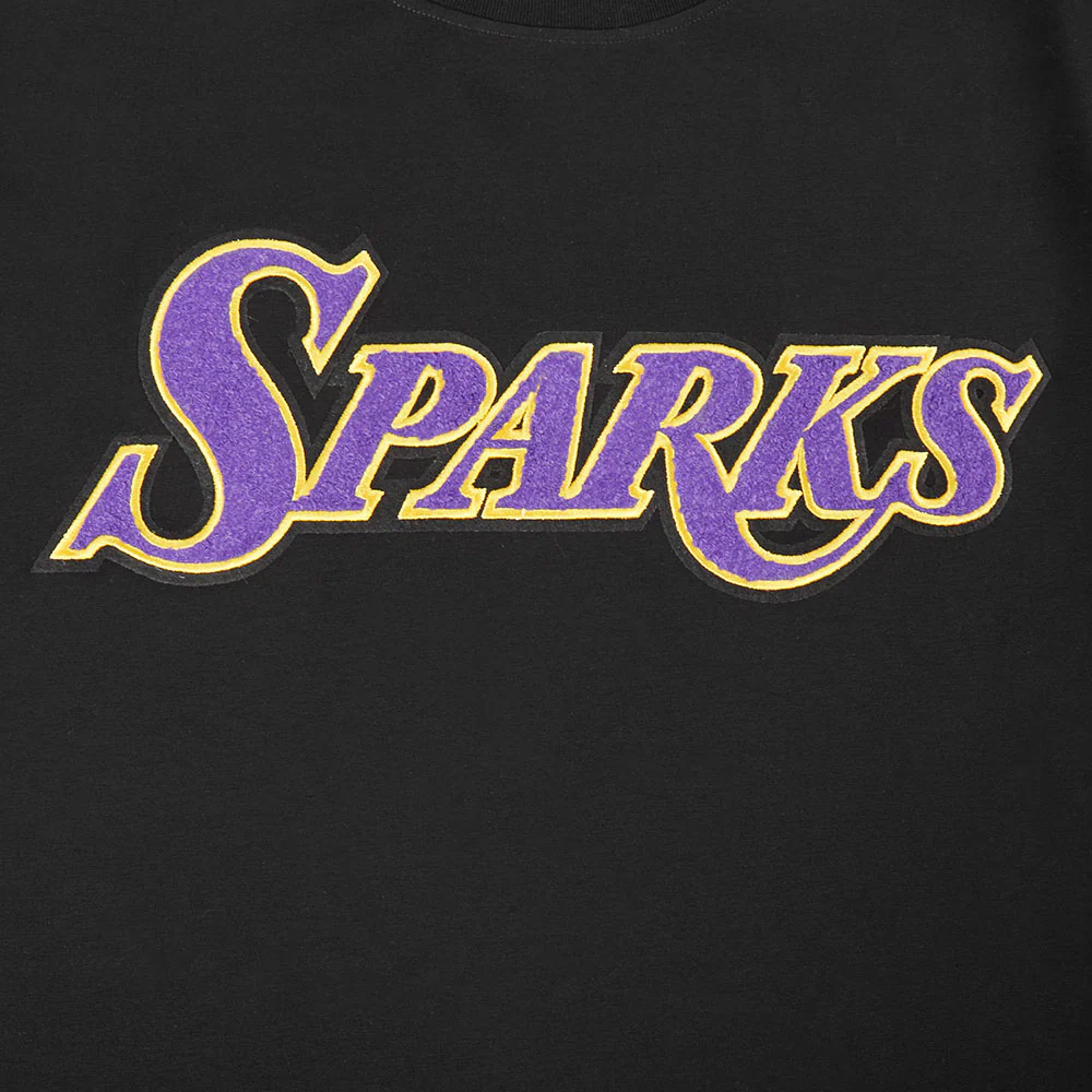WNBA LOS ANGELES SPARKS CLASSIC CHENILLE MEN'S SINGLE JERSEY TEE (BLACK) - Image 7
