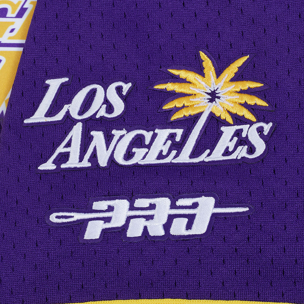 LOS ANGELES SPARKS MESH MEN'S BUTTON DOWN SHIRT (PURPLE/YELLOW) - Image 5