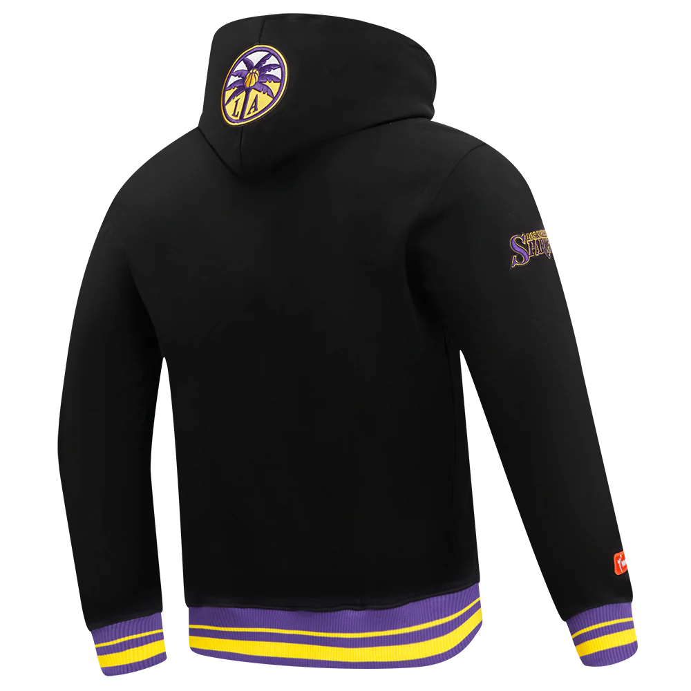 WNBA LOS ANGELES SPARKS RETRO CLASSICS MEN'S RIB FLEECE PULLOVER HOODIE (BLACK/PURPLE) - Image 4