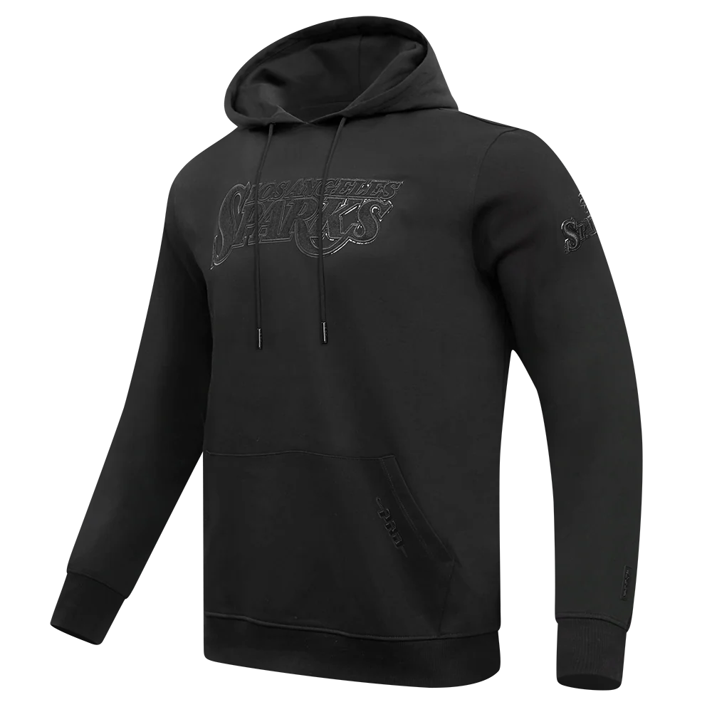 WNBA LOS ANGELES SPARKS TRIPLE BLACK MEN'S DOUBLE KNIT PULLOVER HOODIE (BLACK) - Image 2
