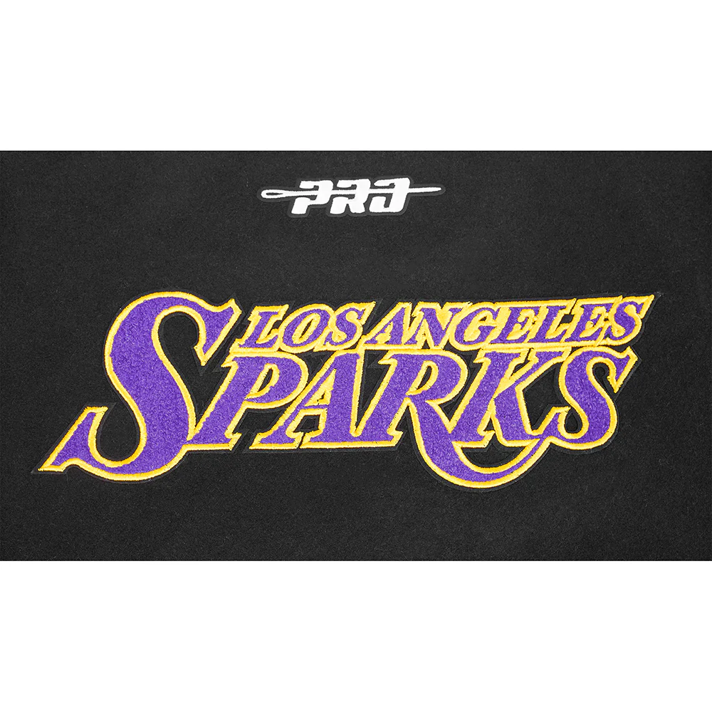 WNBA LOS ANGELES SPARKS CLASSIC CHENILLE MEN'S WOOL VARSITY JACKET (BLACK/WHITE) - Image 8