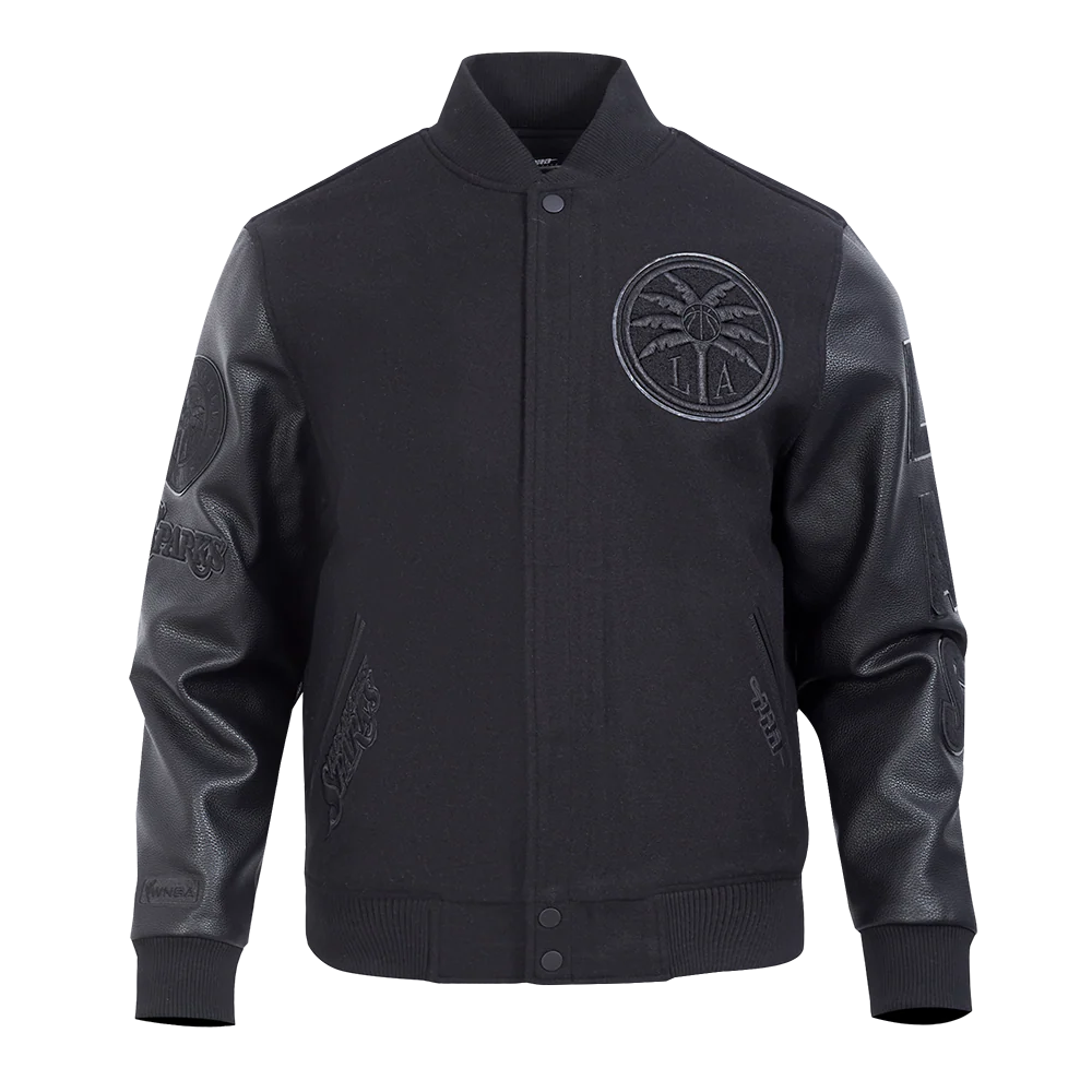 WNBA LOS ANGELES SPARKS TRIPLE BLACK MEN'S WOOL VARSITY JACKET (JET BLACK)