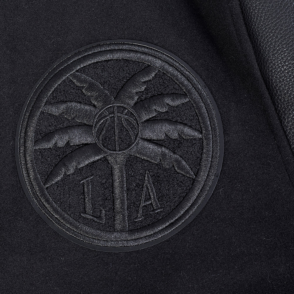 WNBA LOS ANGELES SPARKS TRIPLE BLACK MEN'S WOOL VARSITY JACKET (JET BLACK) - Image 6