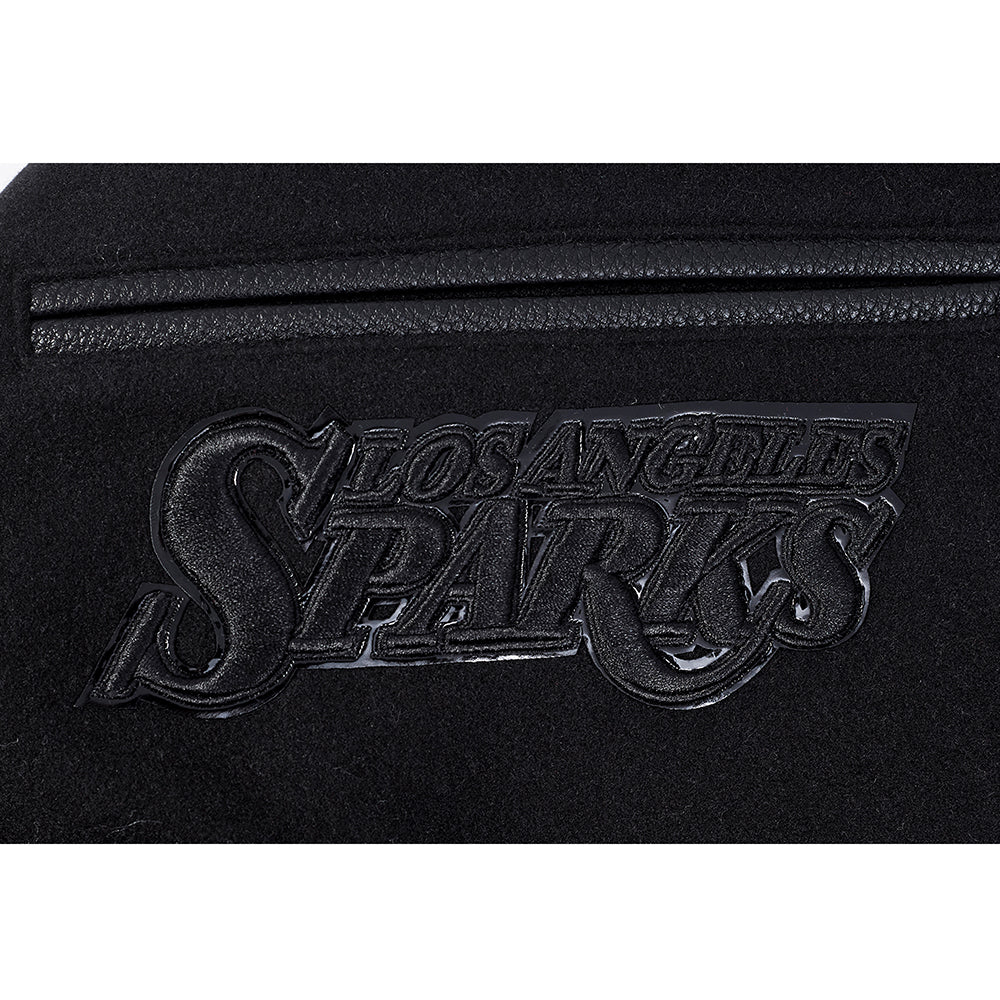 WNBA LOS ANGELES SPARKS TRIPLE BLACK MEN'S WOOL VARSITY JACKET (JET BLACK) - Image 7