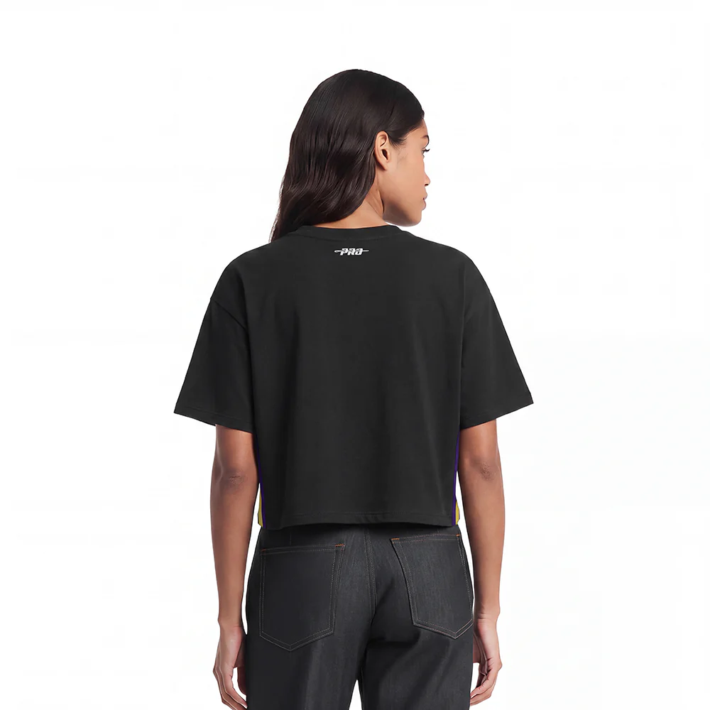 WNBA LOS ANGELES SPARKS RETRO CLASSICS WOMEN'S SINGLE JERSEY BOXY TEE (BLACK) - Image 2