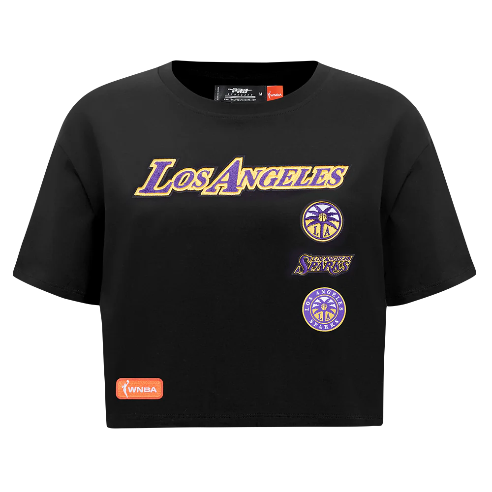 WNBA LOS ANGELES SPARKS RETRO CLASSICS WOMEN'S SINGLE JERSEY BOXY TEE (BLACK) - Image 3