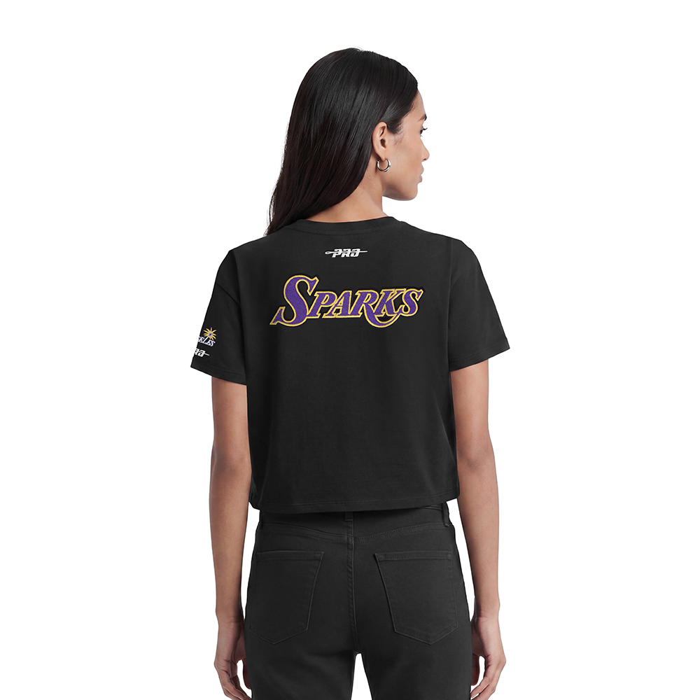 WNBA LOS ANGELES SPARKS CLASSIC ESSENTIALS WOMEN'S SINGLE JERSEY BOXY TEE (BLACK) - Image 2