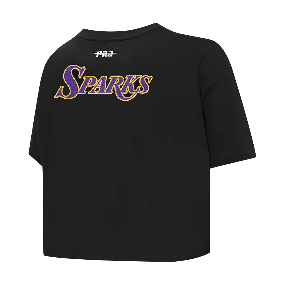 WNBA LOS ANGELES SPARKS CLASSIC ESSENTIALS WOMEN'S SINGLE JERSEY BOXY TEE (BLACK) - Image 6