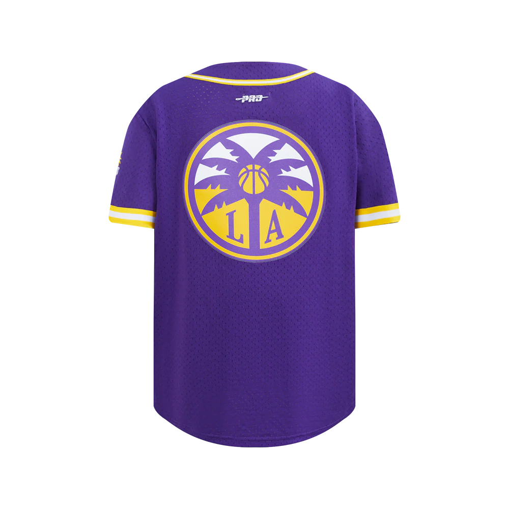 WNBA LOS ANGELES SPARKS CLASSIC MESH BIG BOY'S BUTTON DOWN SHIRT (Purple/Yellow) - Image 3