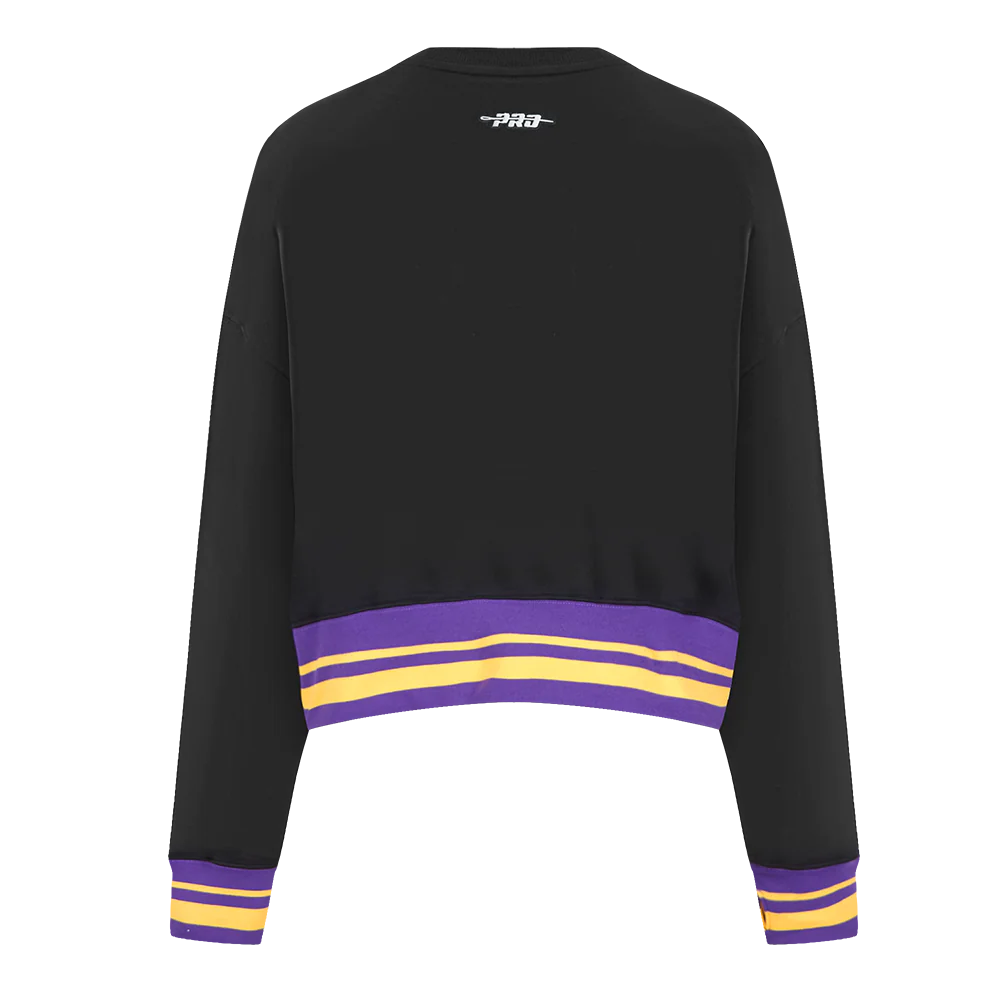 WNBA LOS ANGELES SPARKS RETRO CLASSICS WOMEN'S RIB FLEECE CREWNECK (BLACK/PURPLE) - Image 3