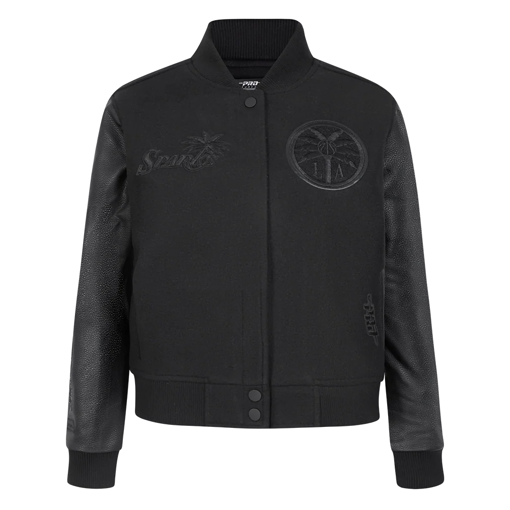 WNBA LOS ANGELES SPARKS TRIPLE BLACK WOMEN'S RIB WOOL VARSITY JACKET (JET BLACK)