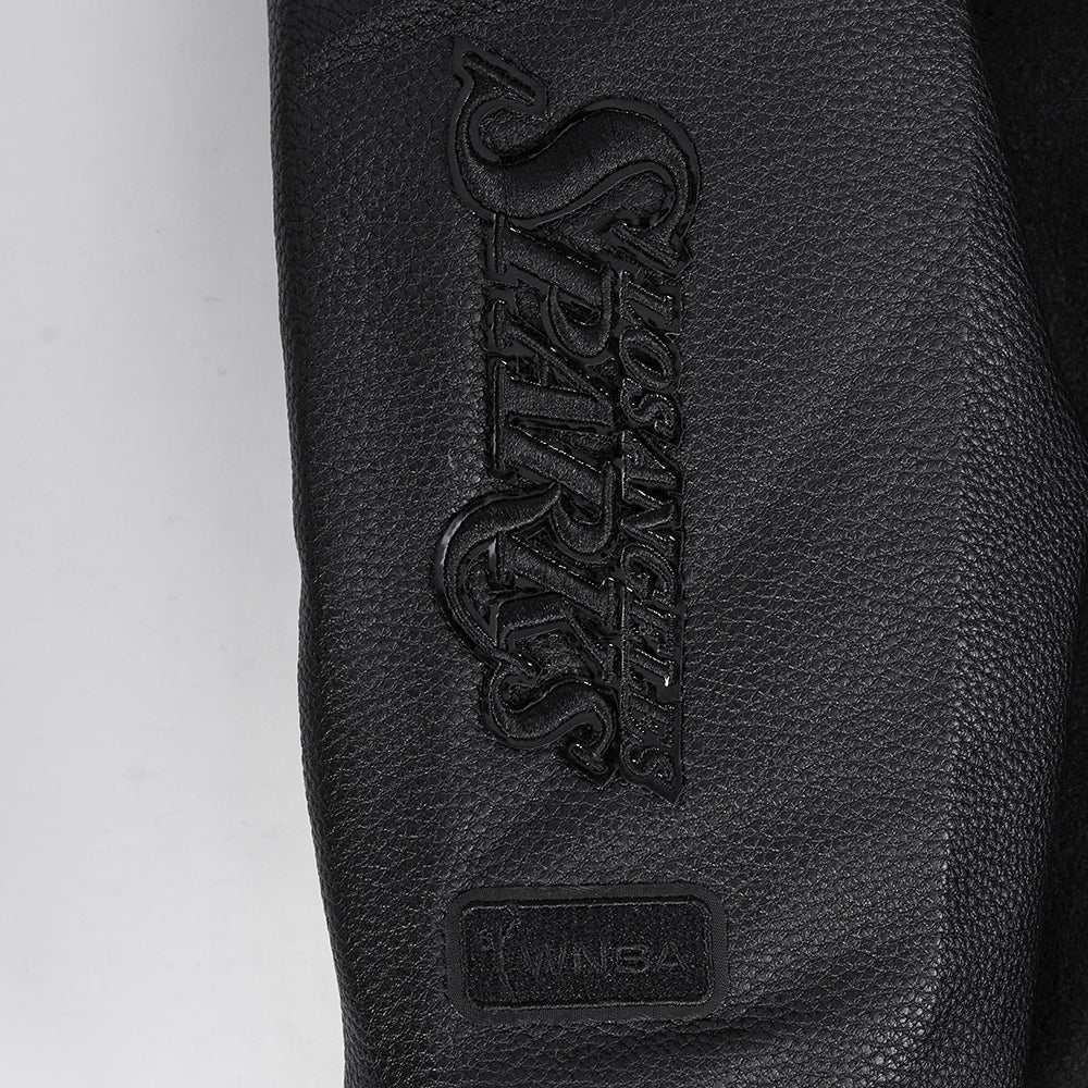 WNBA LOS ANGELES SPARKS TRIPLE BLACK WOMEN'S RIB WOOL VARSITY JACKET (JET BLACK) - Image 5