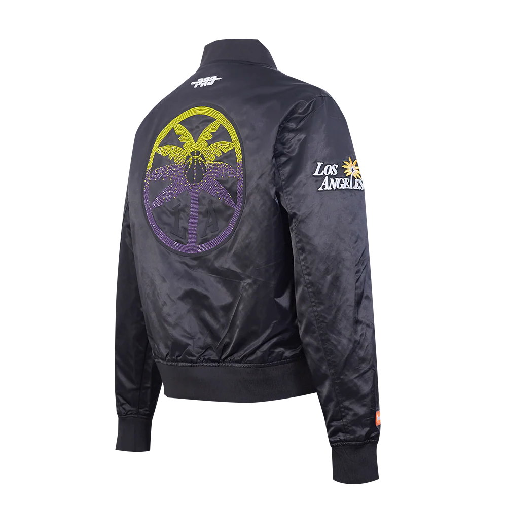 WNBA LOS ANGELES SPARKS JEWELS WOMEN'S SATIN JACKET (BLACK) - Image 4