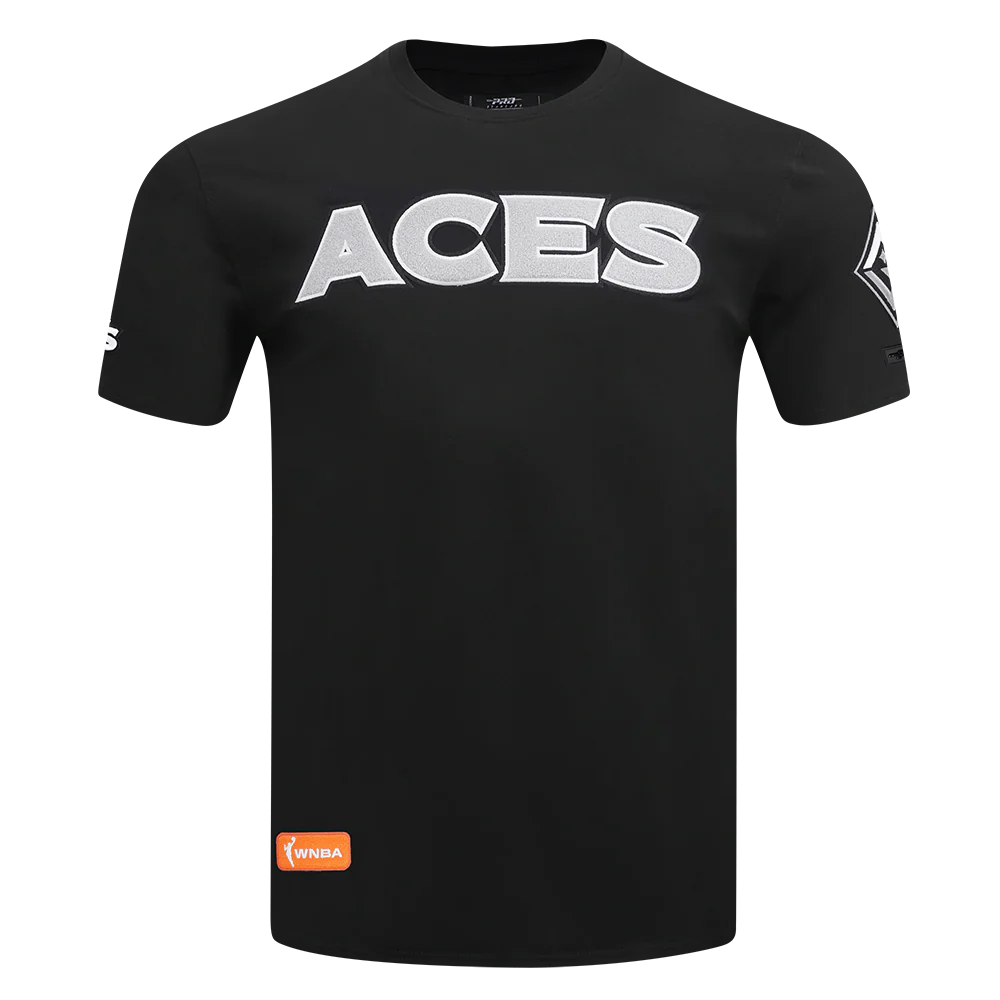 WNBA LAS VEGAS ACES CLASSIC CHENILLE MEN'S SINGLE JERSEY TEE (BLACK)