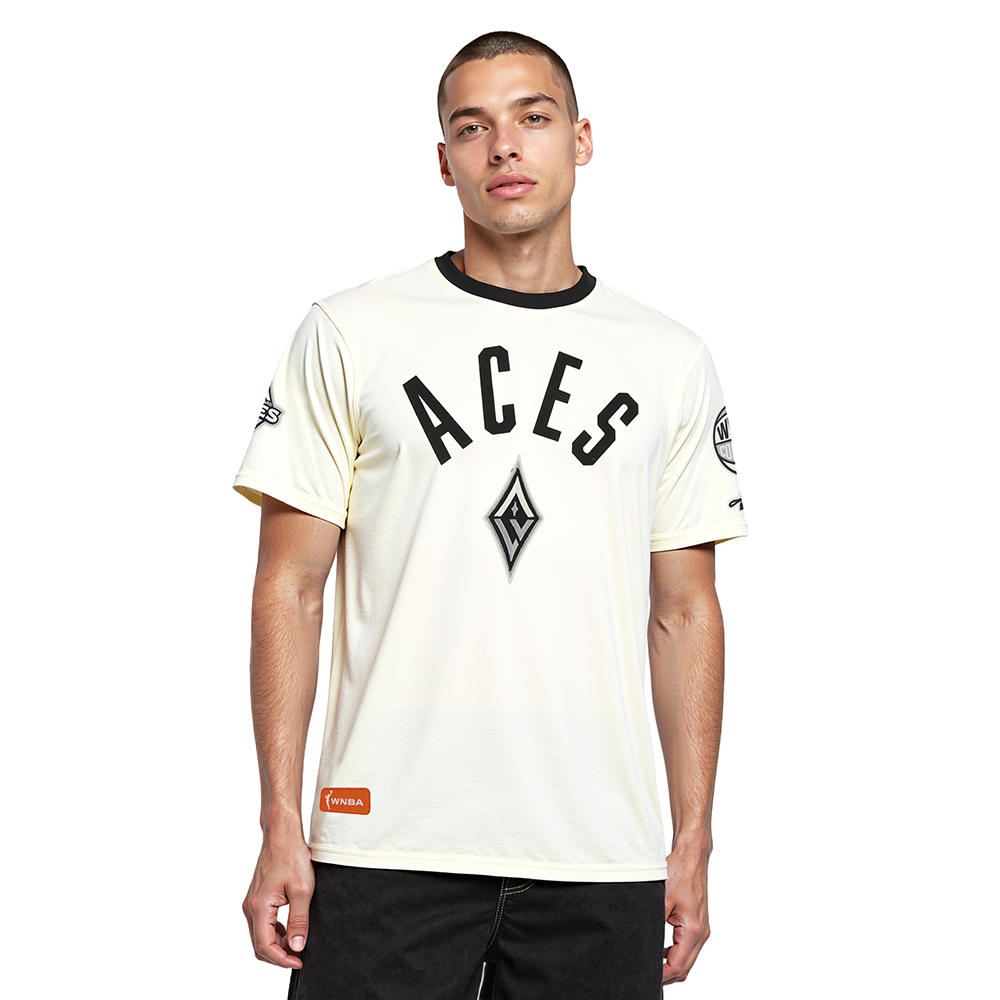 WNBA LAS VEGAS ACES MODERN ORIGINALS MEN'S RINGER TEE (EGGSHELL/ BLACK)