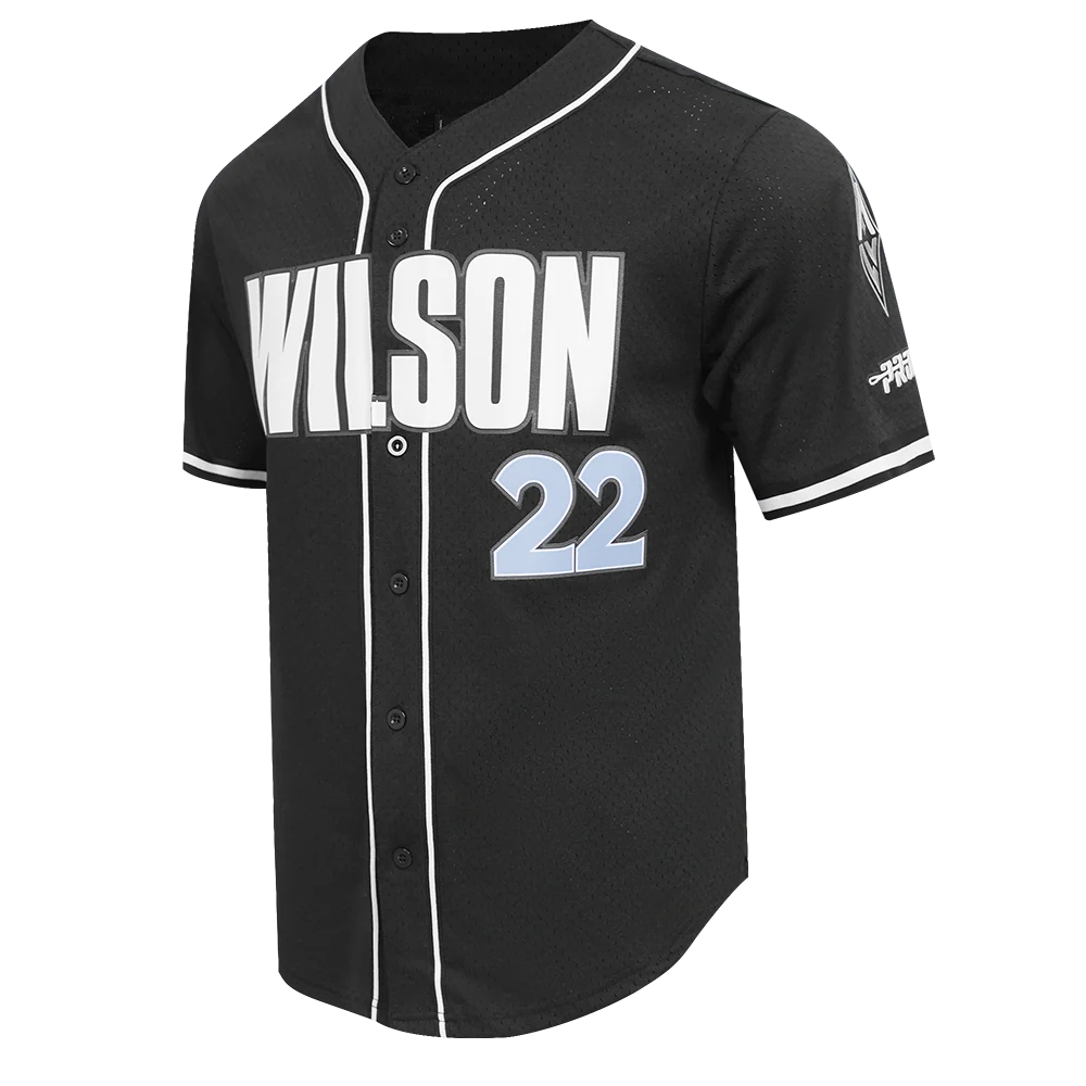 WNBA LAS VEGAS ACES A'JA WILSON #22 CLASSIC PLAYER NAME AND NUMBER MEN'S BUTTON DOWN SHIRT (BLACK) - Image 4