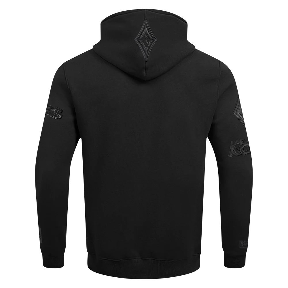 WNBA LAS VEGAS ACES TRIPLE BLACK MEN'S DOUBLE KNIT PULLOVER HOODIE (BLACK) - Image 3