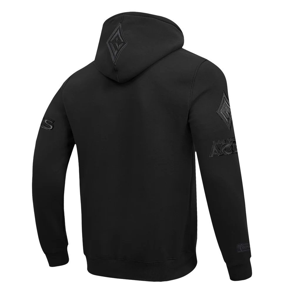 WNBA LAS VEGAS ACES TRIPLE BLACK MEN'S DOUBLE KNIT PULLOVER HOODIE (BLACK) - Image 4