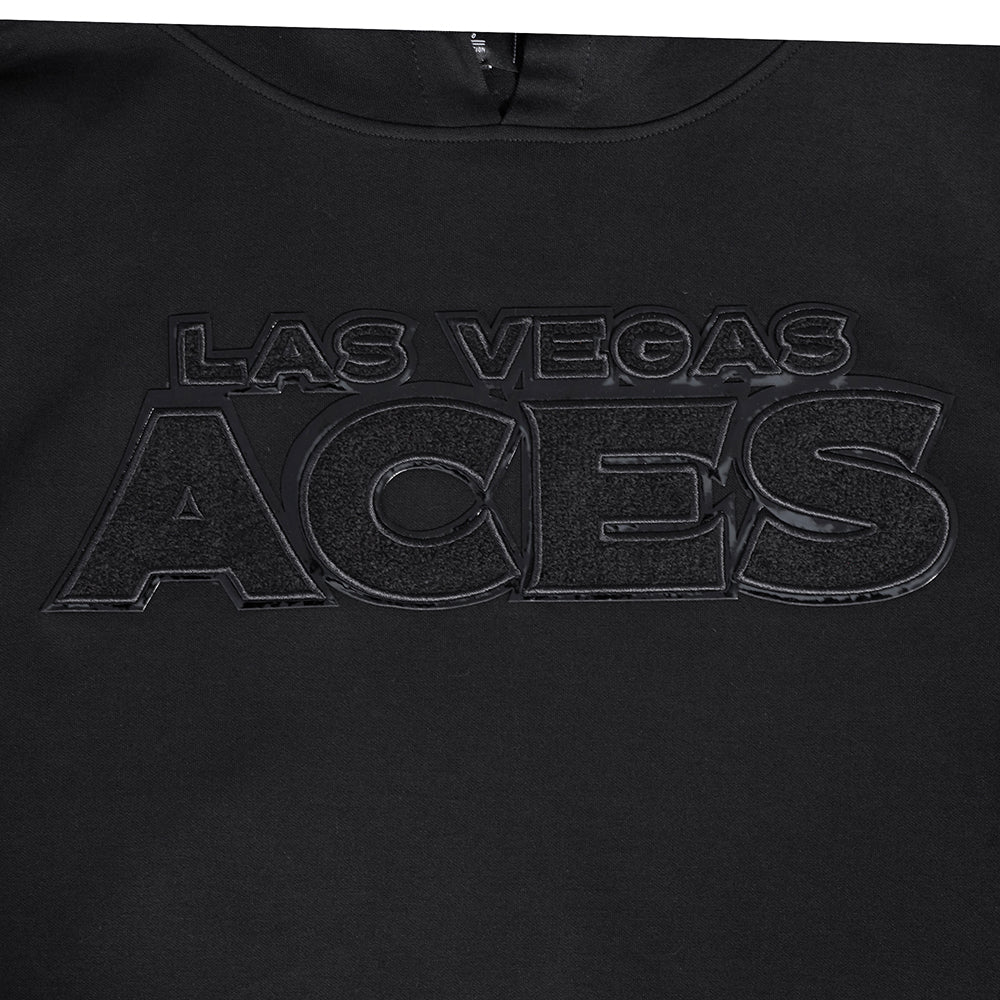 WNBA LAS VEGAS ACES TRIPLE BLACK MEN'S DOUBLE KNIT PULLOVER HOODIE (BLACK) - Image 5