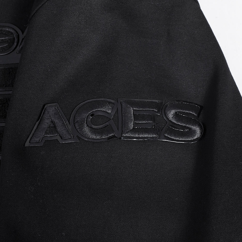 WNBA LAS VEGAS ACES TRIPLE BLACK MEN'S DOUBLE KNIT PULLOVER HOODIE (BLACK) - Image 6