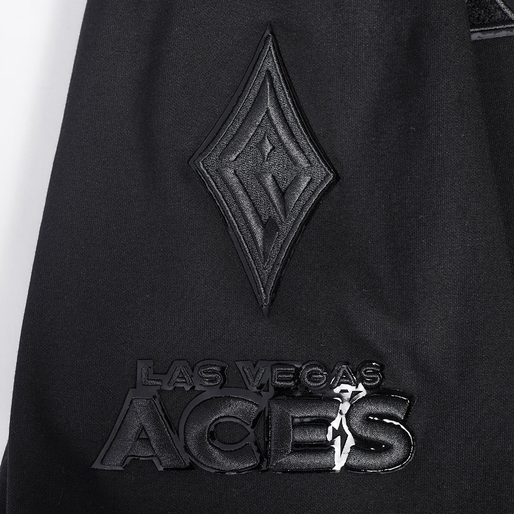 WNBA LAS VEGAS ACES TRIPLE BLACK MEN'S DOUBLE KNIT PULLOVER HOODIE (BLACK) - Image 7