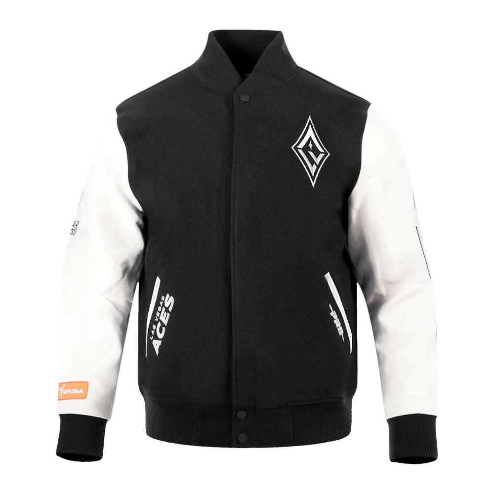 WNBA LAS VEGAS ACES CLASSIC CHENILLE MEN'S WOOL VARSITY JACKET (BLACK/WHITE)