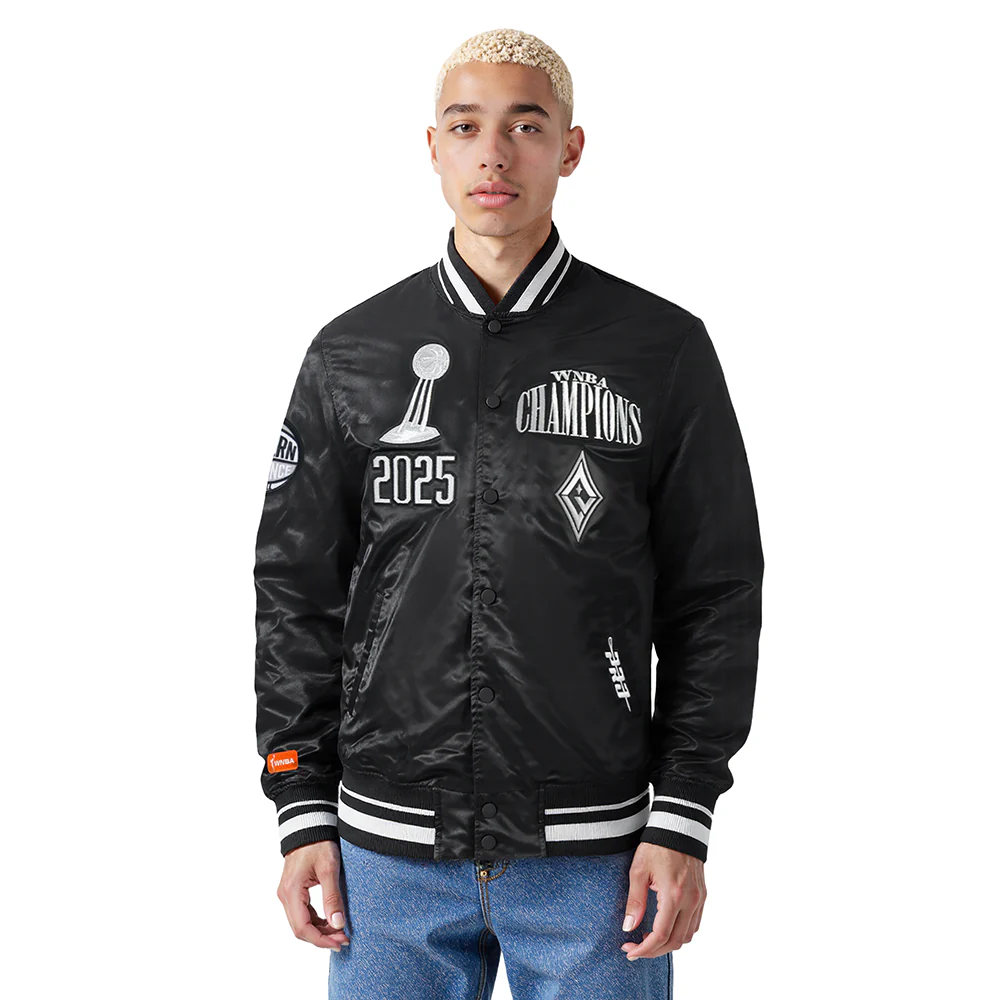 LAS VEGAS ACES WNBA FINALS 2025 PRO SATIN MEN'S RIB JACKET (BLACK)
