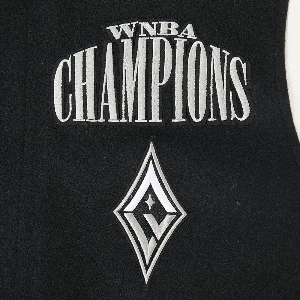 LAS VEGAS ACES WNBA FINALS 2025 MEN'S RIB WOOL VARSITY JACKET (BLACK/WHITE) - Image 10