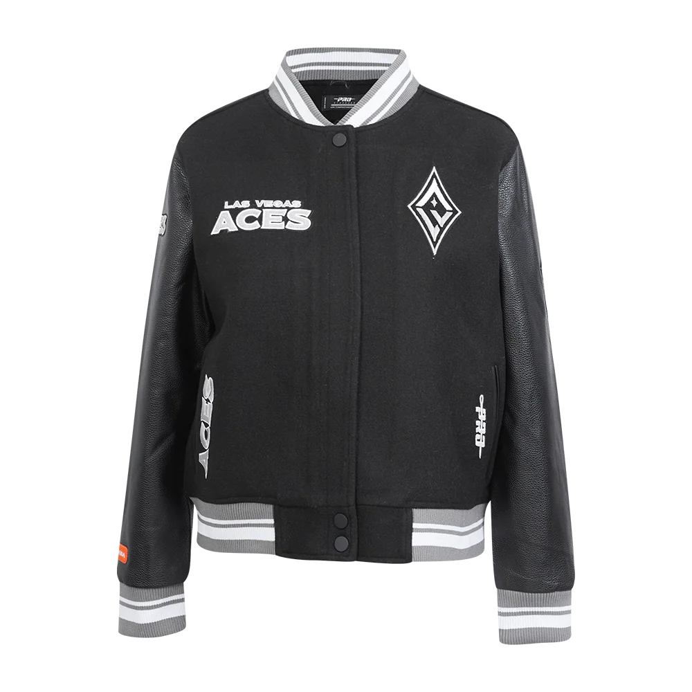 WNBA LAS VEGAS ACES RETRO CLASSICS WOMEN'S RIB WOOL VARSITY JACKET (BLACK/GRAY)