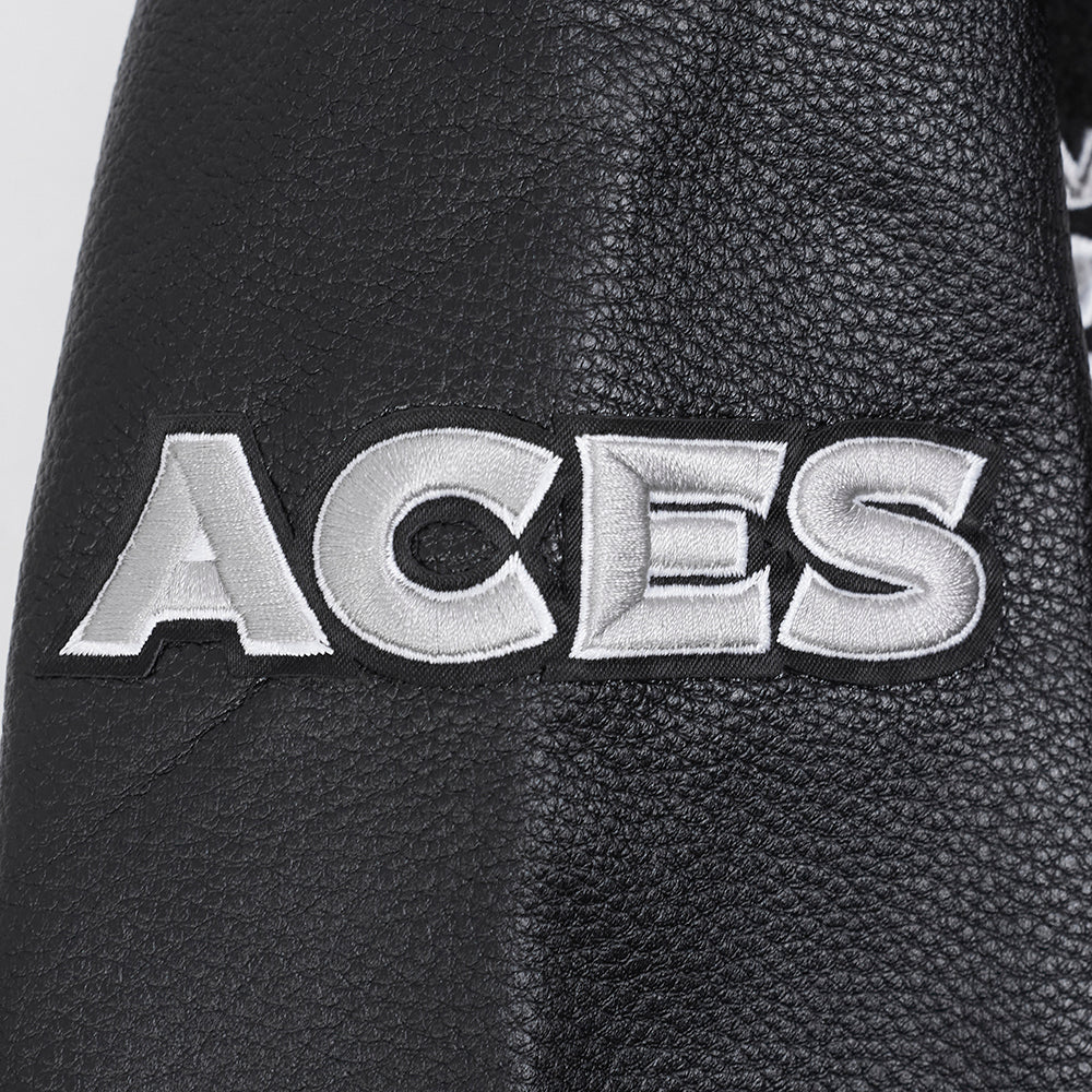 WNBA LAS VEGAS ACES RETRO CLASSICS WOMEN'S RIB WOOL VARSITY JACKET (BLACK/GRAY) - Image 8