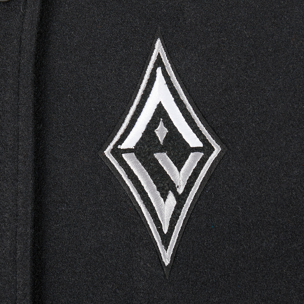 WNBA LAS VEGAS ACES CLASSIC ESSENTIALS WOMEN'S WOOL VARSITY JACKET (BLACK/WHITE) - Image 5