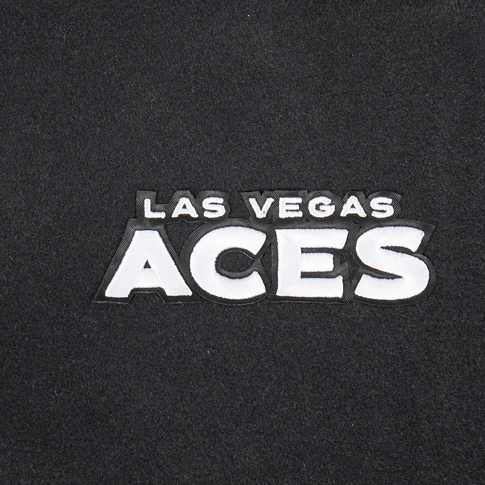 WNBA LAS VEGAS ACES CLASSIC ESSENTIALS WOMEN'S WOOL VARSITY JACKET (BLACK/WHITE) - Image 6