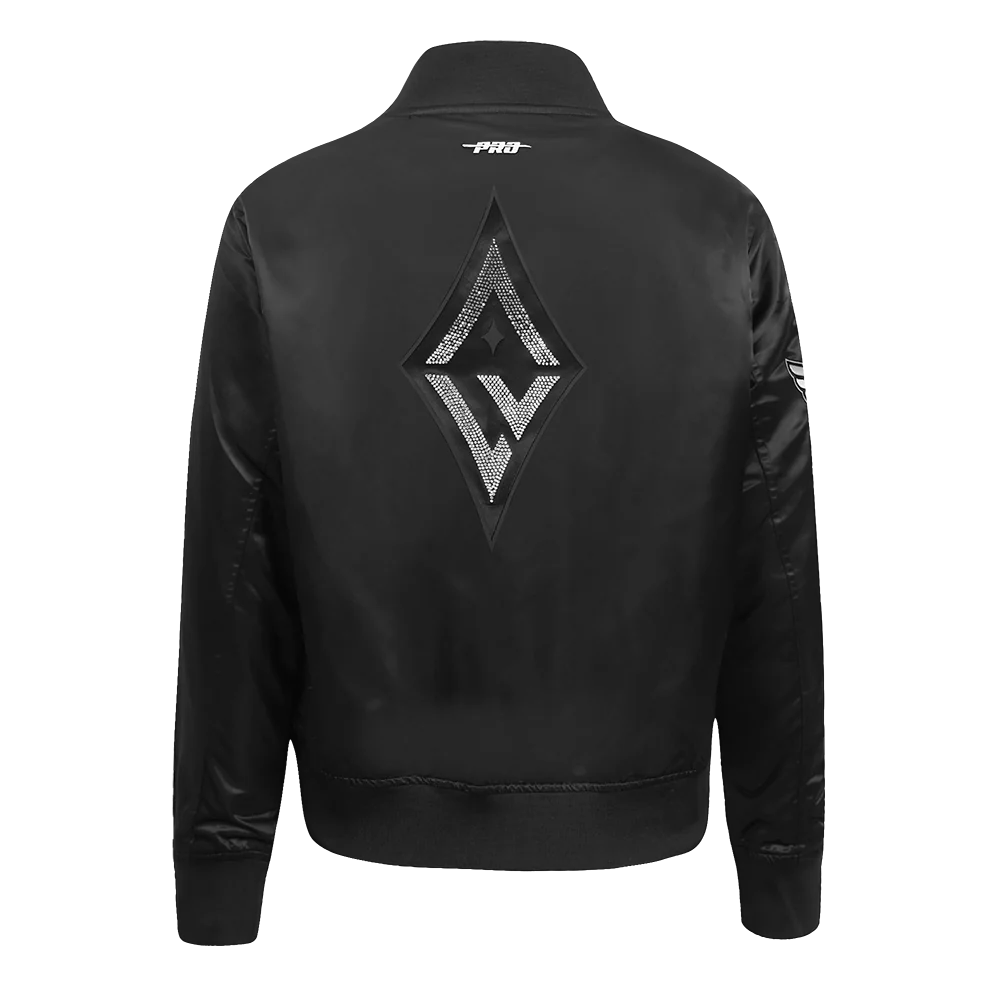 WNBA LAS VEGAS ACES JEWELS WOMEN'S SATIN JACKET (BLACK) - Image 3