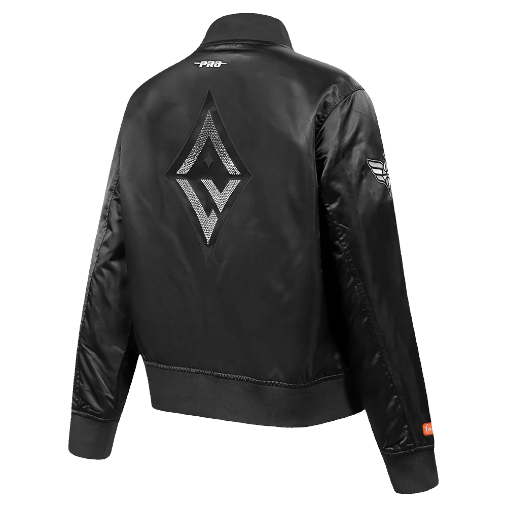 WNBA LAS VEGAS ACES JEWELS WOMEN'S SATIN JACKET (BLACK) - Image 4