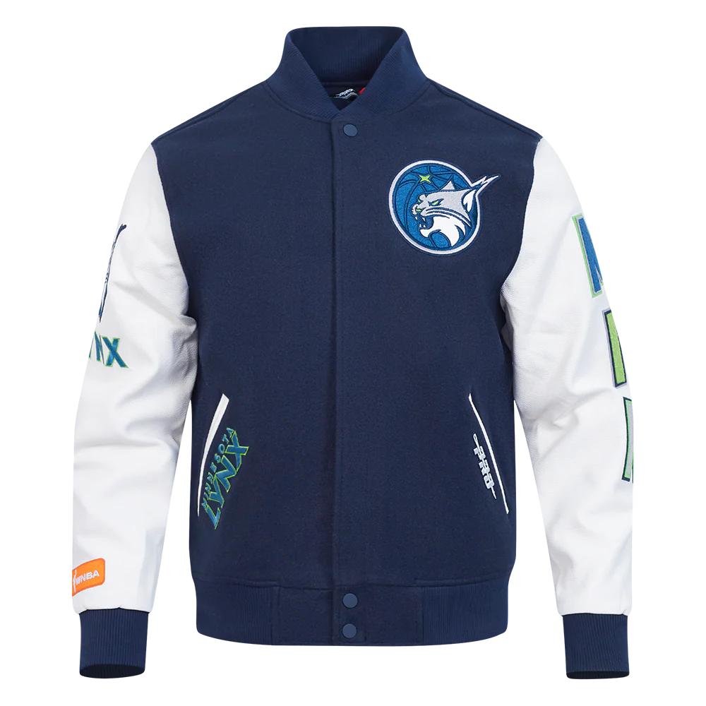 WNBA  MINNESOTA LYNX CLASSIC CHENILLE MEN'S WOOL VARSITY JACKET (MIDNIGHT NAVY/WHITE)
