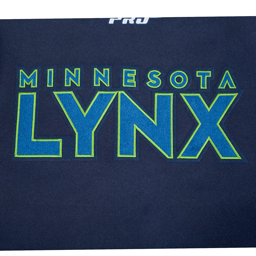 WNBA  MINNESOTA LYNX CLASSIC CHENILLE MEN'S WOOL VARSITY JACKET (MIDNIGHT NAVY/WHITE) - Image 5