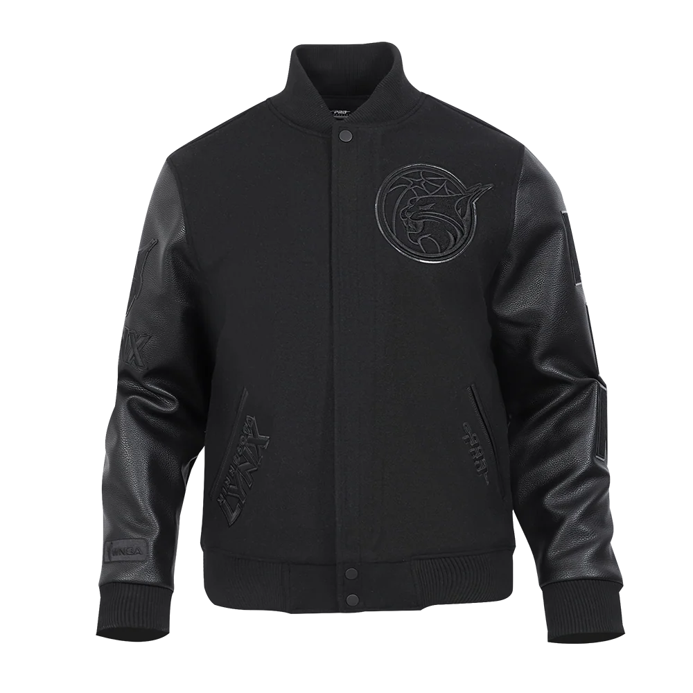 WNBA  	MINNESOTA LYNX TRIPLE BLACK MEN'S WOOL VARSITY JACKET (JET BLACK)